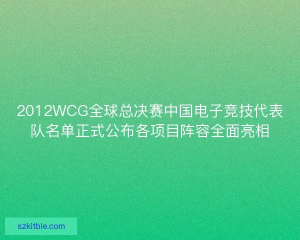 2012WCG全球总决赛中国电子竞技代表队名单正式公布各项目阵容全面亮相